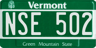 VT license plate NSE502