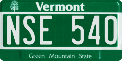 VT license plate NSE540