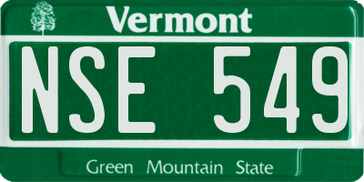 VT license plate NSE549