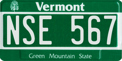 VT license plate NSE567