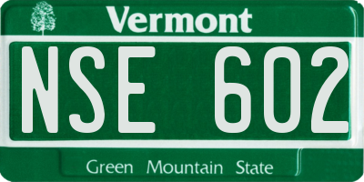 VT license plate NSE602