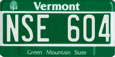VT license plate NSE604