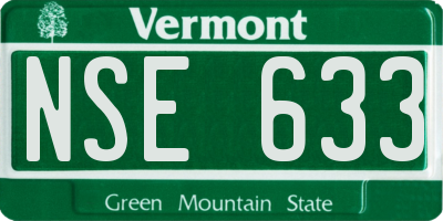 VT license plate NSE633