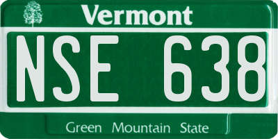 VT license plate NSE638
