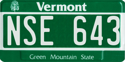VT license plate NSE643