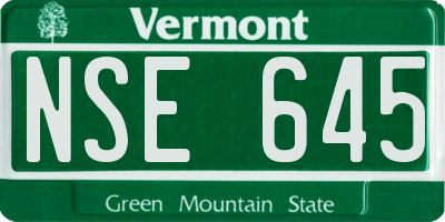 VT license plate NSE645