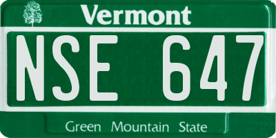 VT license plate NSE647