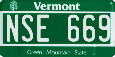 VT license plate NSE669