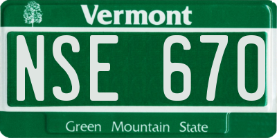 VT license plate NSE670