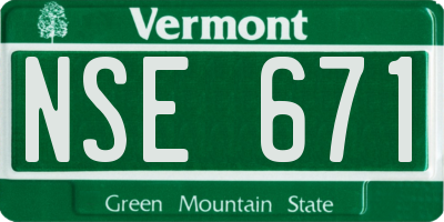 VT license plate NSE671