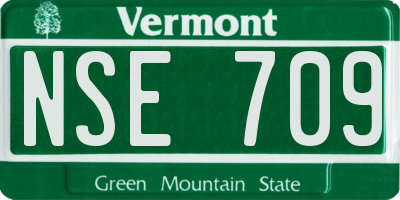 VT license plate NSE709