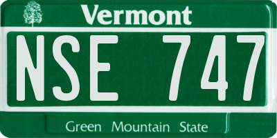 VT license plate NSE747
