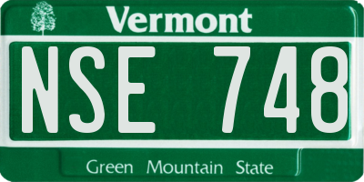 VT license plate NSE748