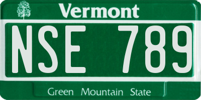 VT license plate NSE789