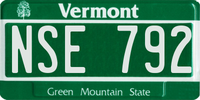 VT license plate NSE792