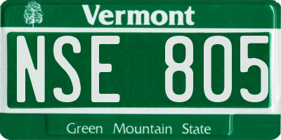 VT license plate NSE805