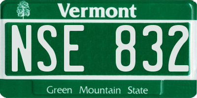 VT license plate NSE832