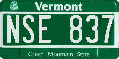 VT license plate NSE837