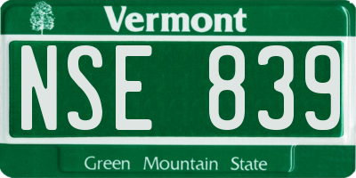VT license plate NSE839