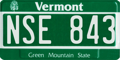 VT license plate NSE843