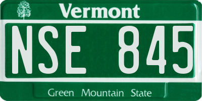 VT license plate NSE845