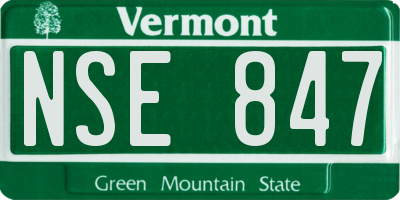 VT license plate NSE847
