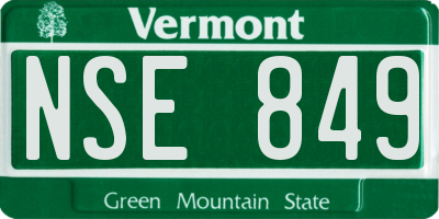 VT license plate NSE849