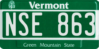 VT license plate NSE863
