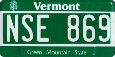 VT license plate NSE869
