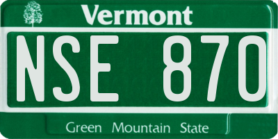 VT license plate NSE870