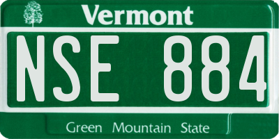 VT license plate NSE884