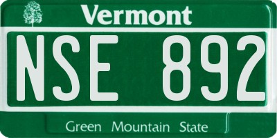 VT license plate NSE892