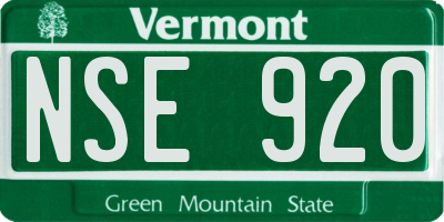VT license plate NSE920