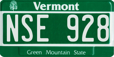 VT license plate NSE928