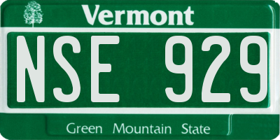 VT license plate NSE929