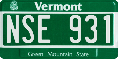 VT license plate NSE931