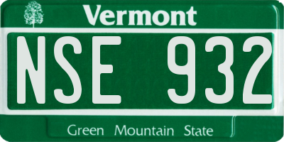 VT license plate NSE932