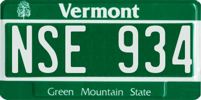 VT license plate NSE934
