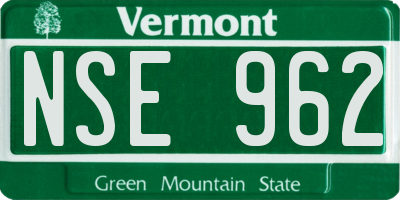 VT license plate NSE962