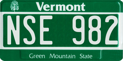 VT license plate NSE982