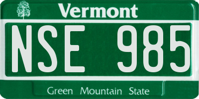 VT license plate NSE985
