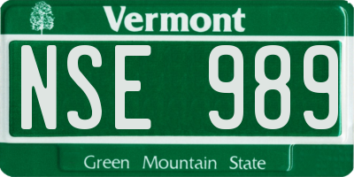 VT license plate NSE989