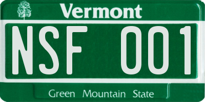 VT license plate NSF001