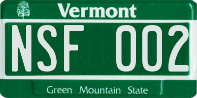 VT license plate NSF002