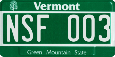 VT license plate NSF003