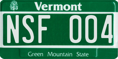 VT license plate NSF004