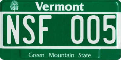 VT license plate NSF005
