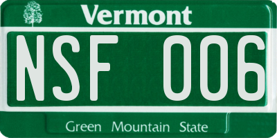VT license plate NSF006