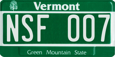 VT license plate NSF007