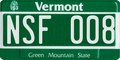 VT license plate NSF008